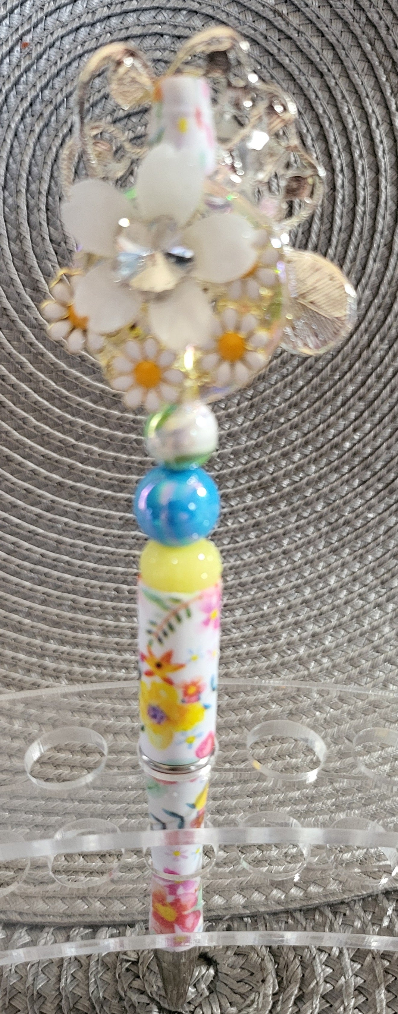 Elegant Butterfly with Daisies and Rhinestones