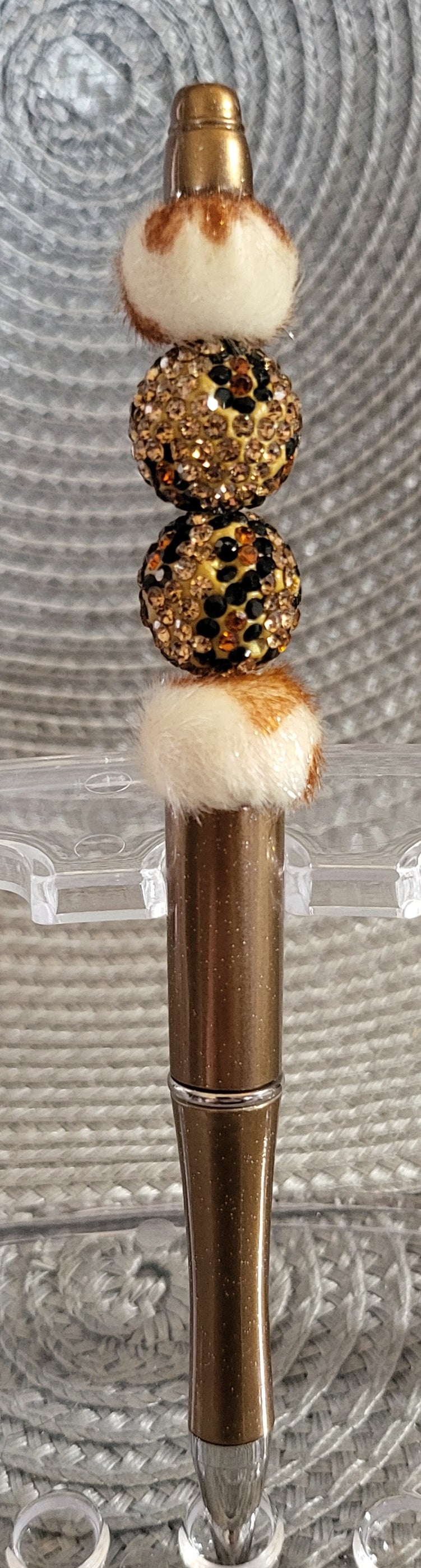 Stylo à imprimé animal en strass