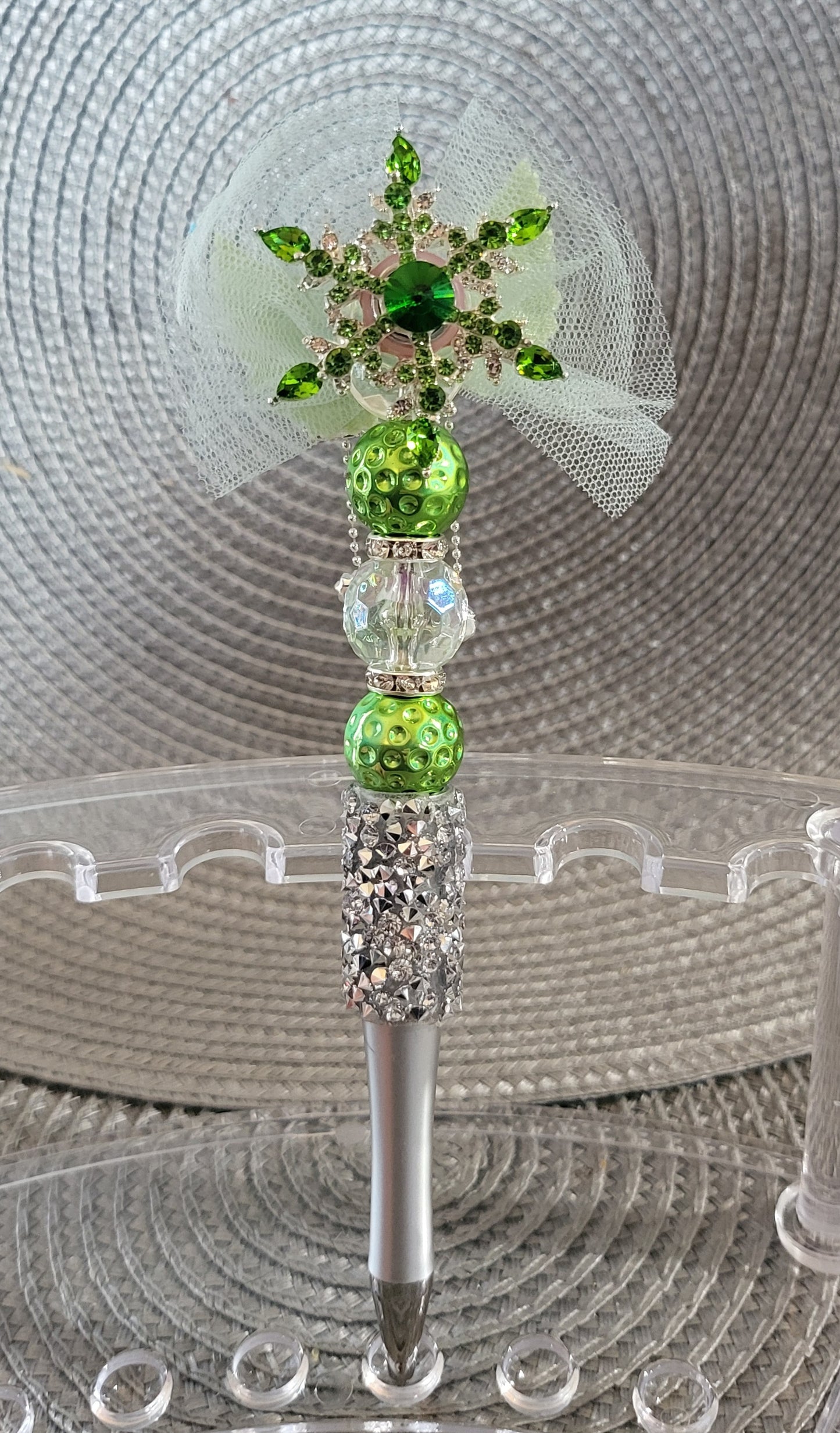 Stylo Spinner Vert Strass