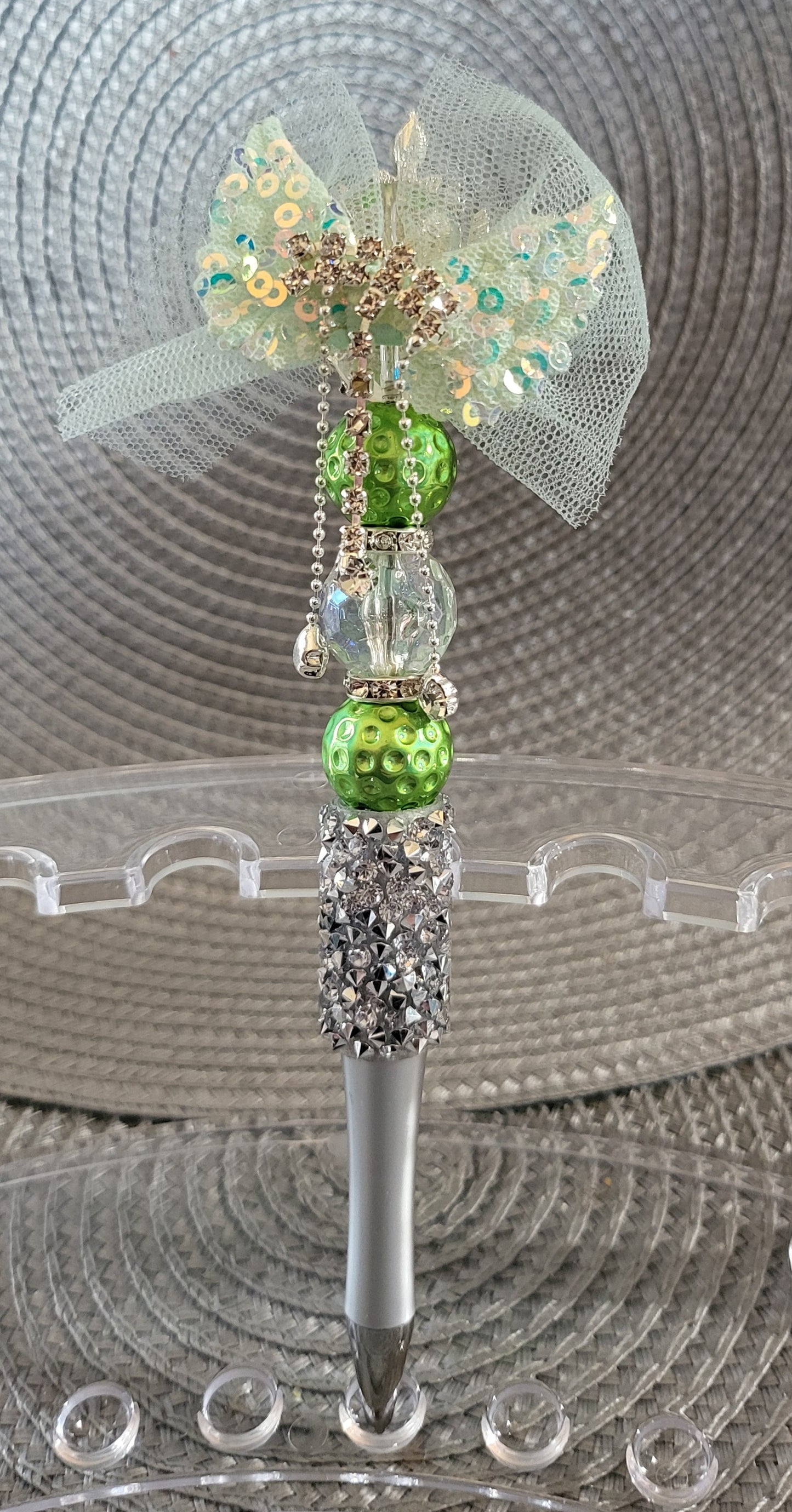 Stylo Spinner Vert Strass