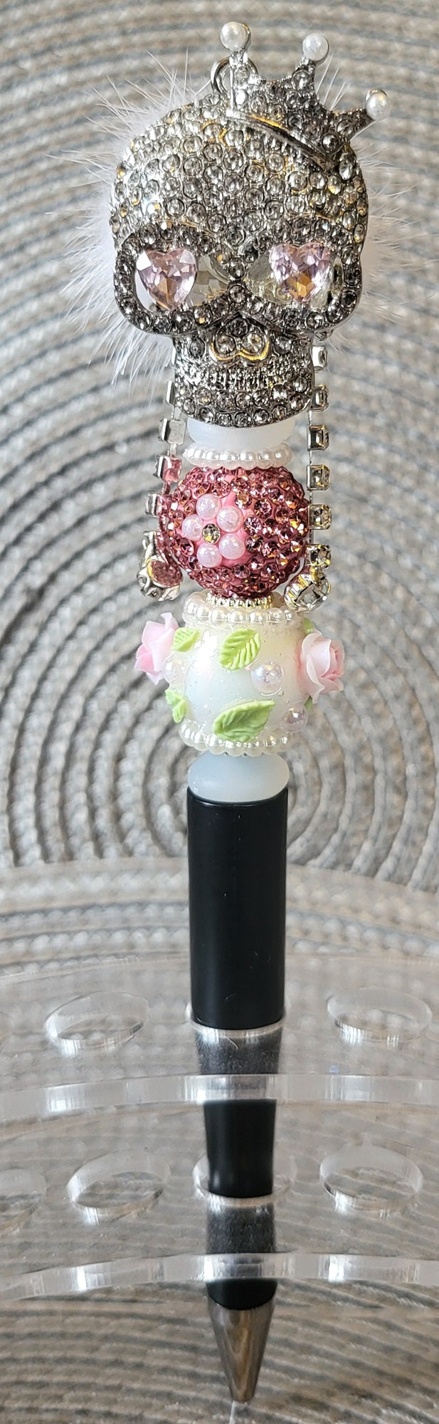 Crowned Rhinestone Skull Pen