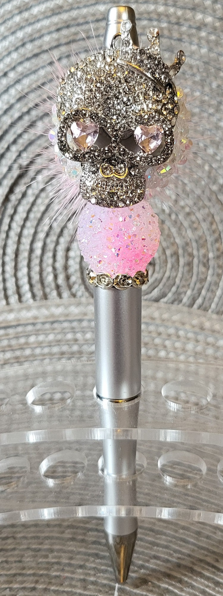 Crowned Rhinestone Skull Pen