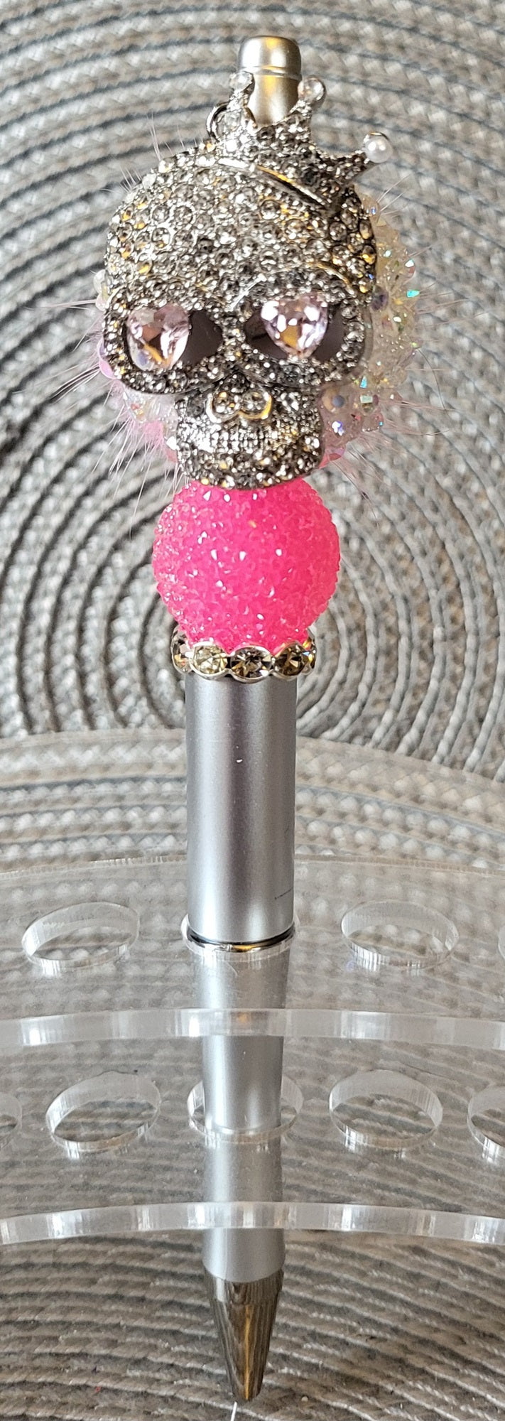 Crowned Rhinestone Skull Pen