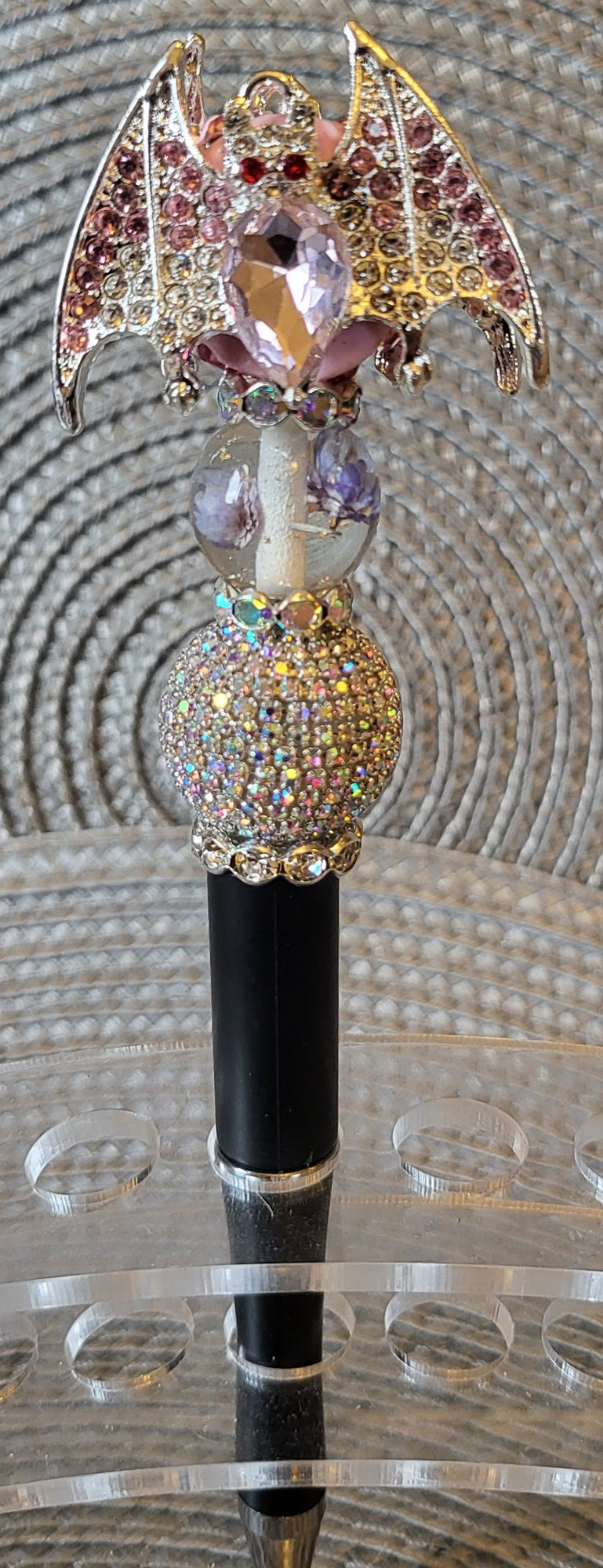Pink Rhinestone Bat Pen