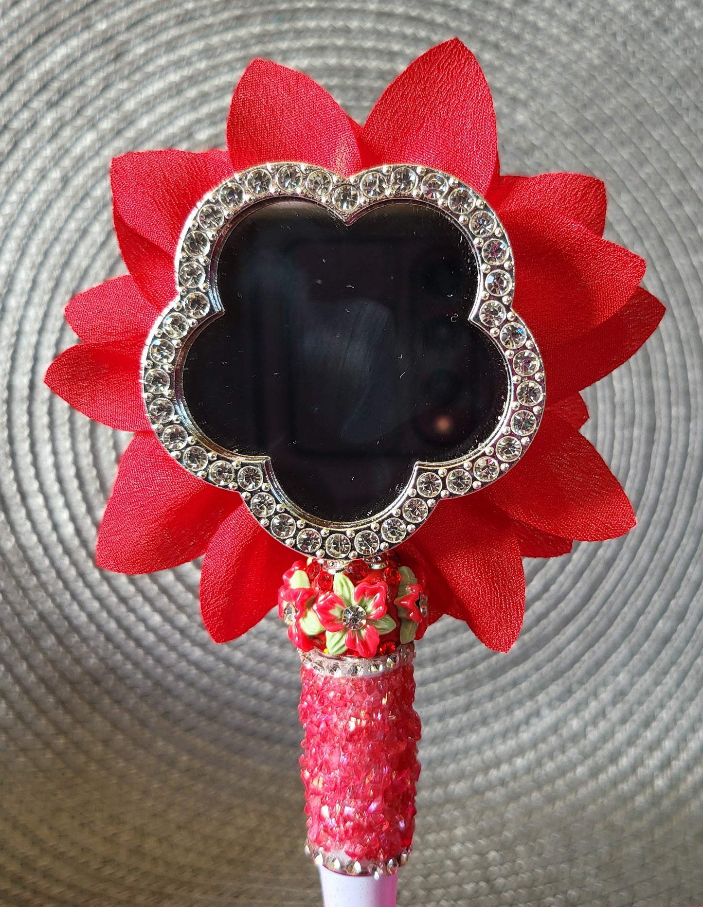 Red Floral Mirror Pen