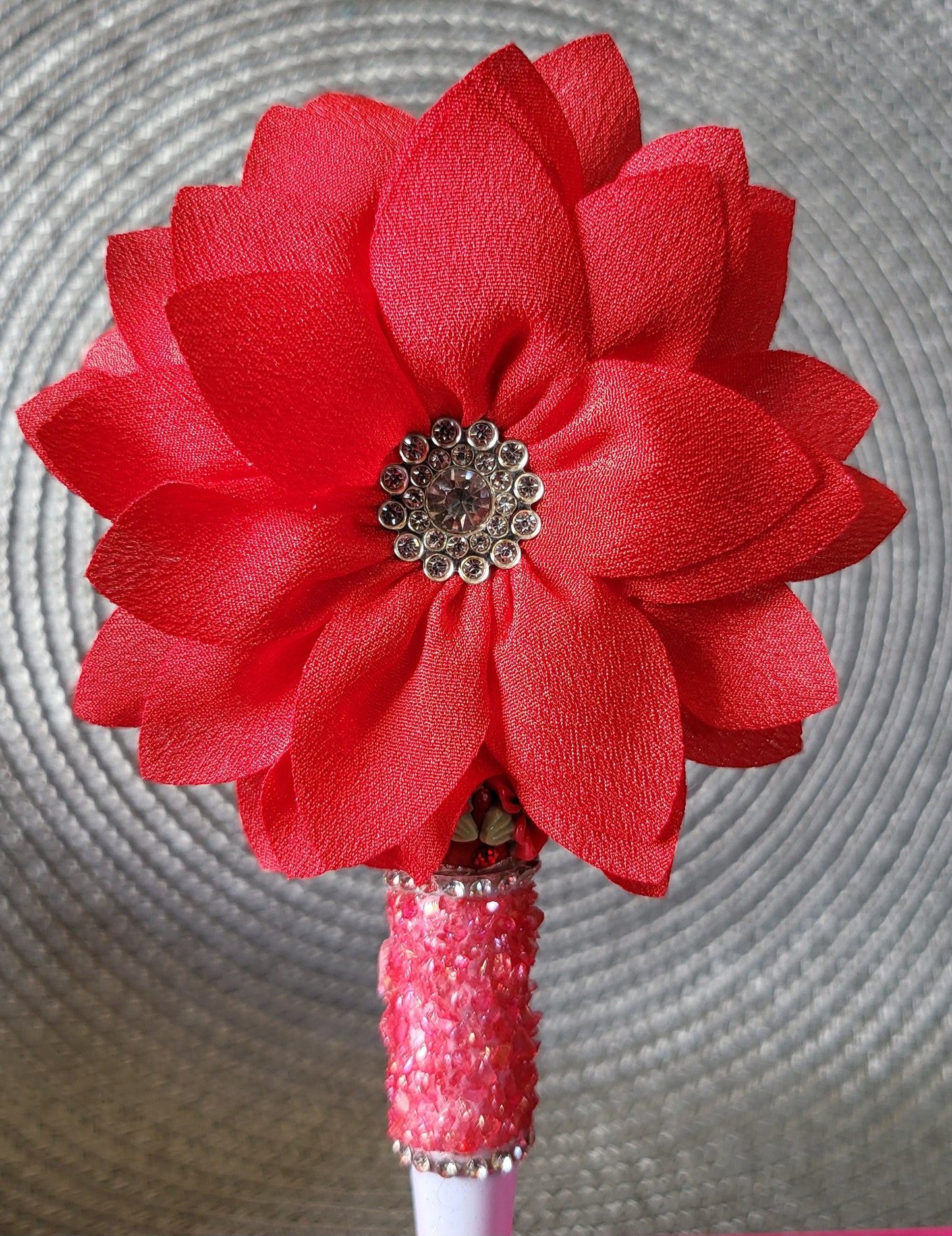 Red Floral Mirror Pen