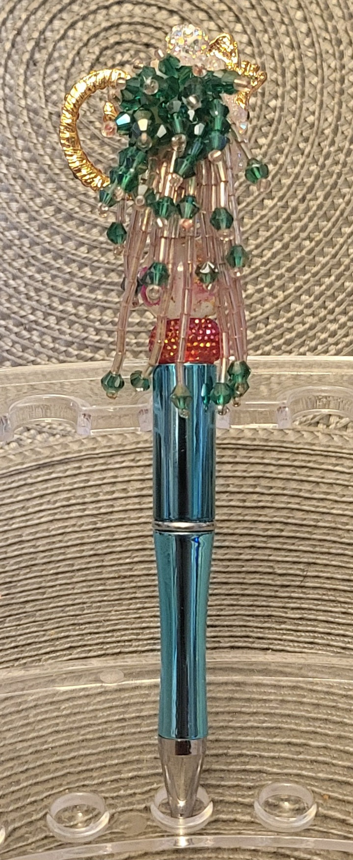 Colorful Lizard with Beaded Dangles Pen