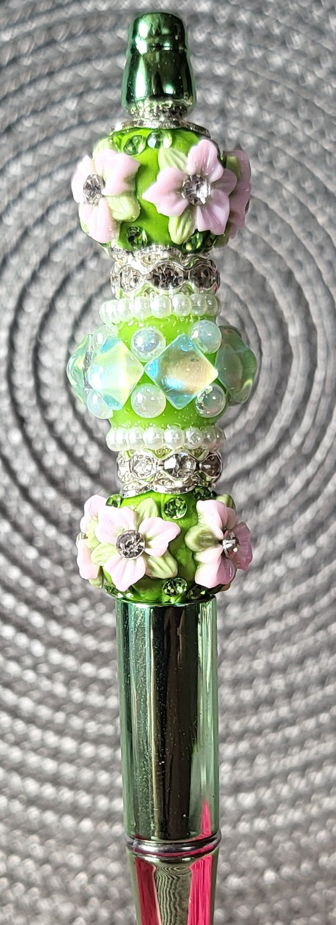 Pink and Green Poinsetta Pen