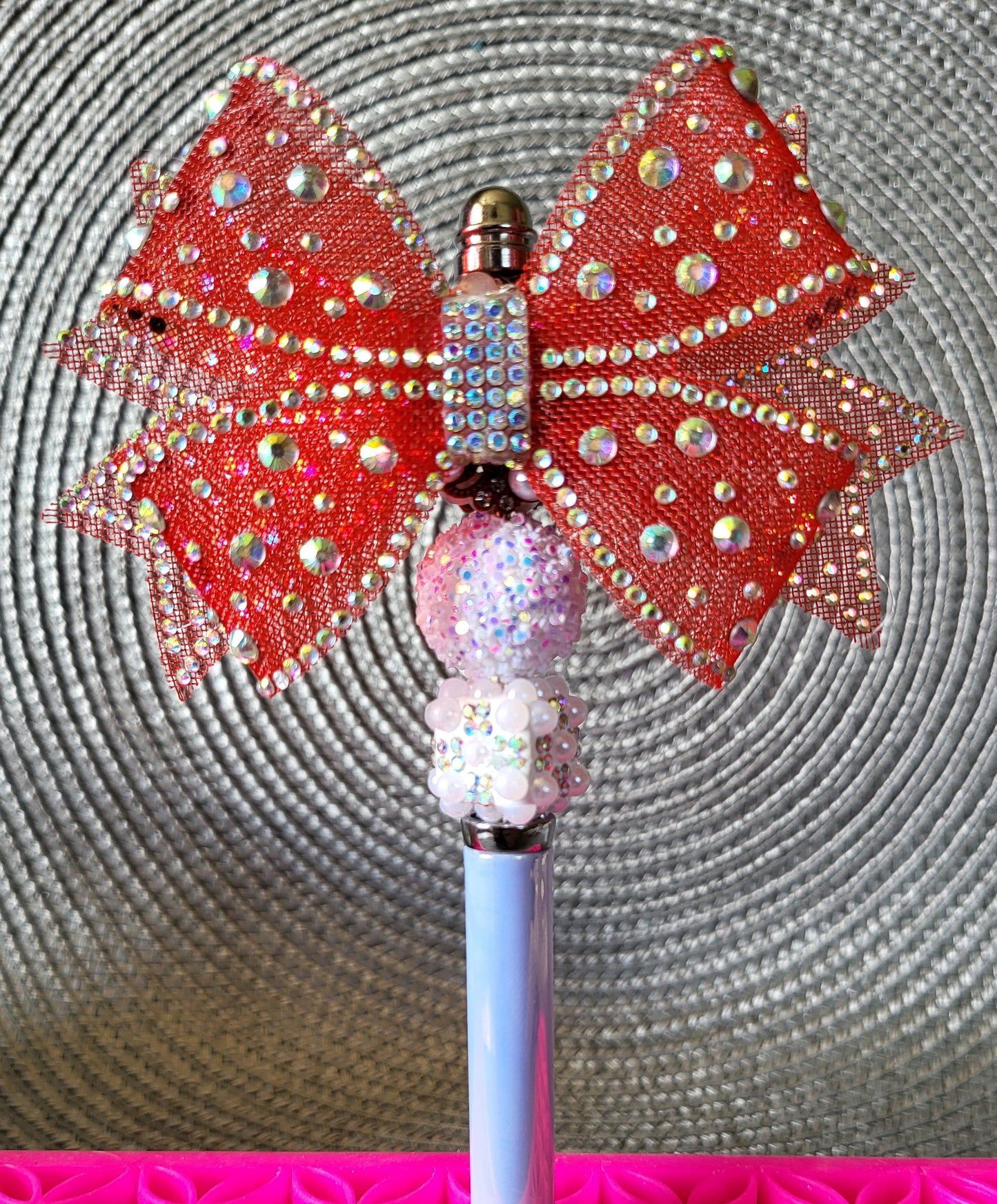 Red Bow with Crystals Pen