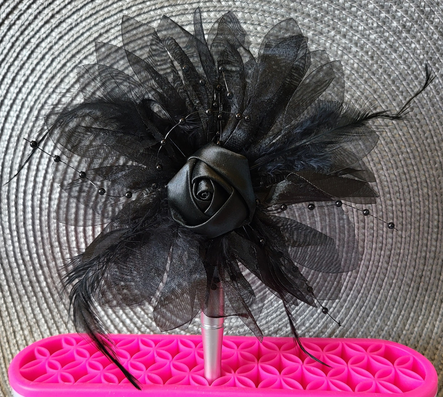 Diamond Snowflake With A Big Black Feather Flower