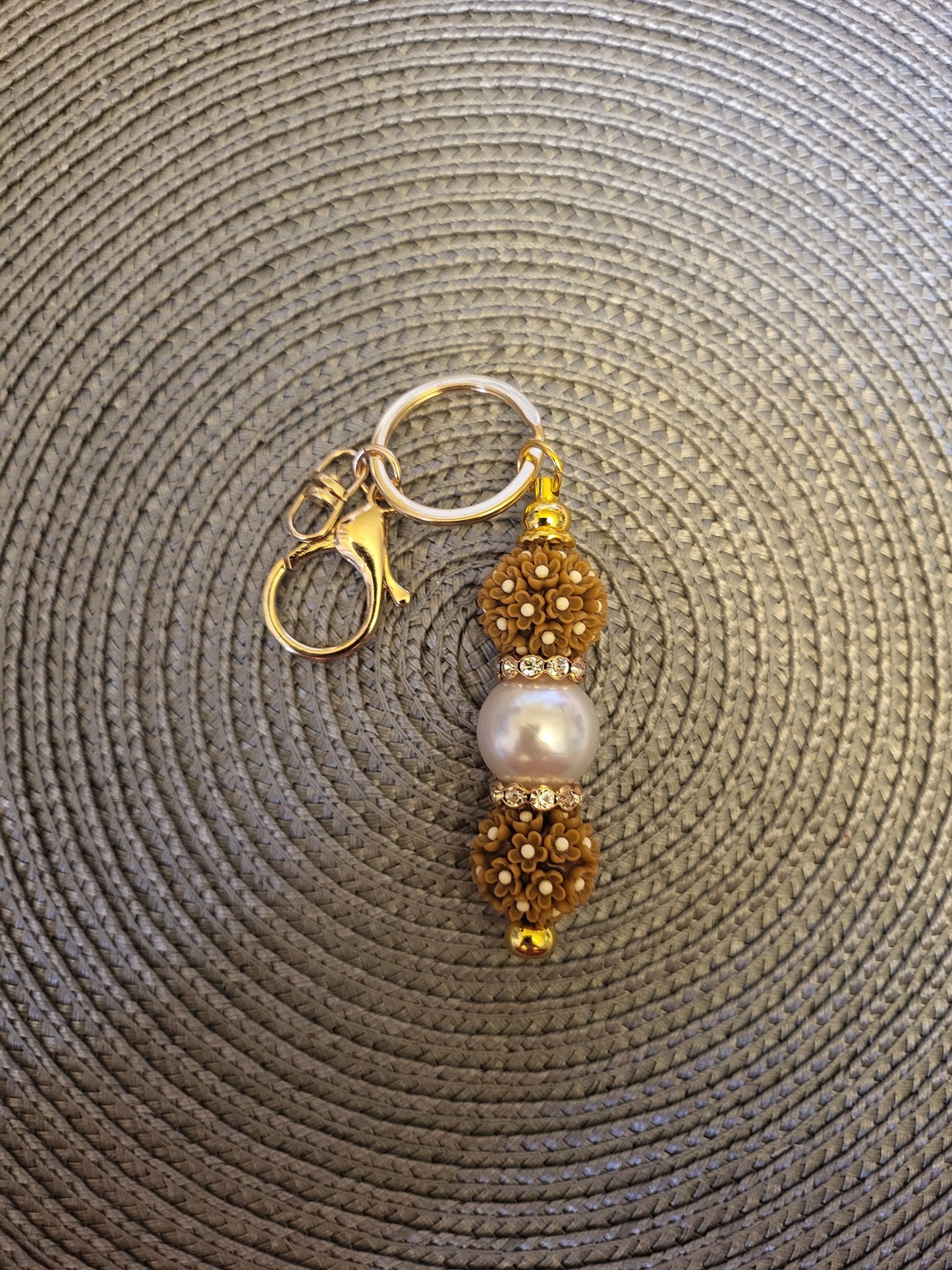 Brown Floral Key Chain