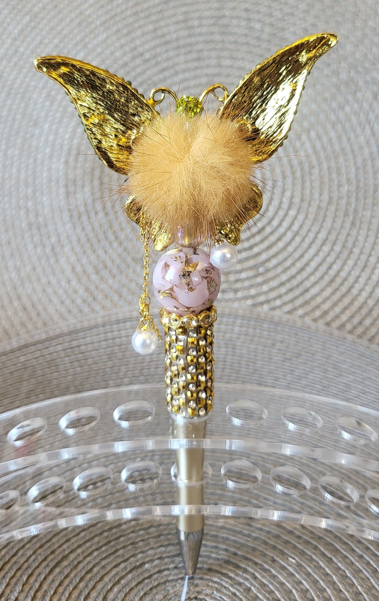 Spectacular Crystal Green Butterfly Pen