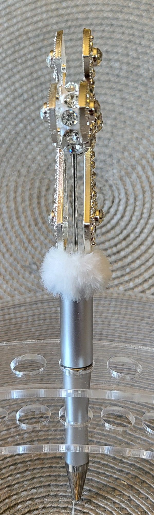 Large Silver Rhinestone Cross Pen