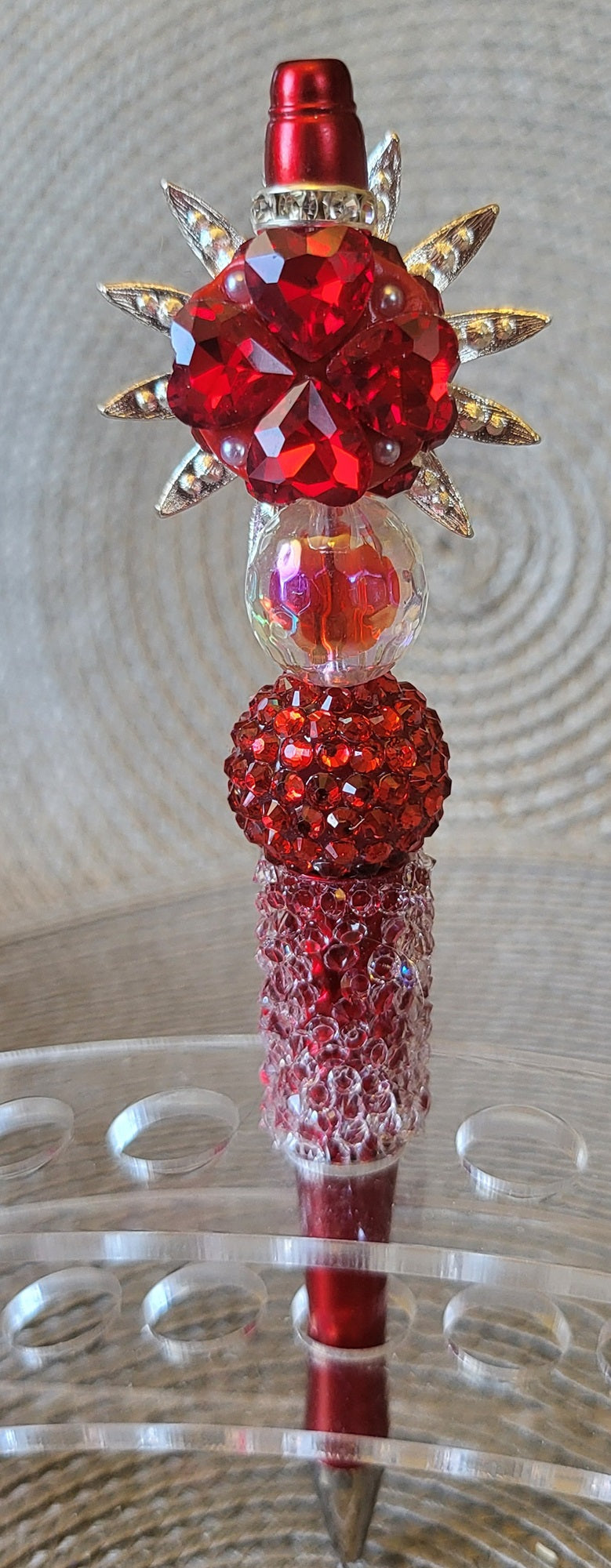 Red Gem Flower Pen