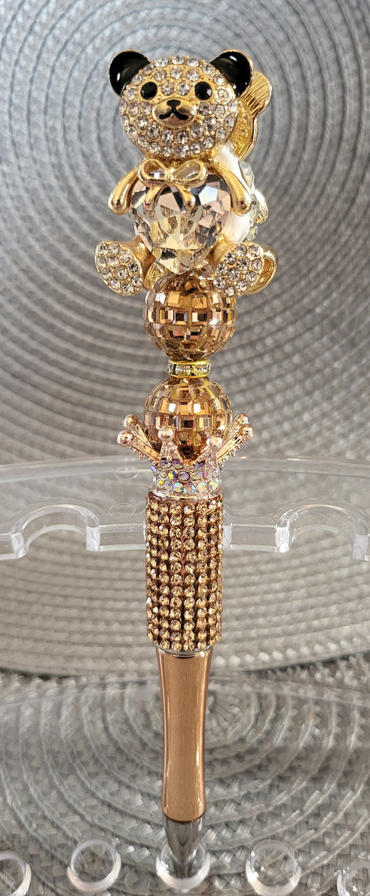 Elegant Rhinestone Bear Pen
