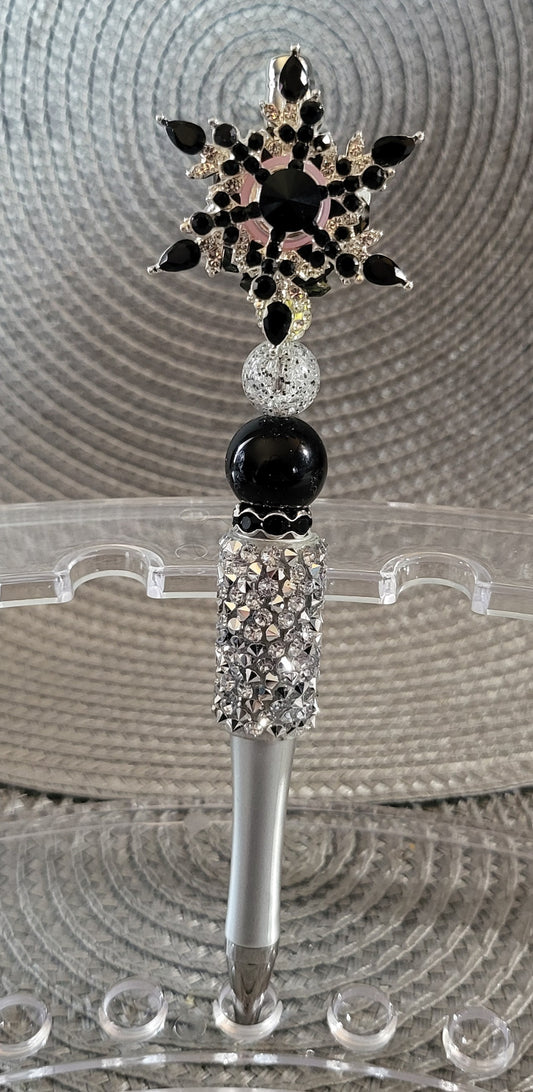 Black Snowflake Spinner Pen