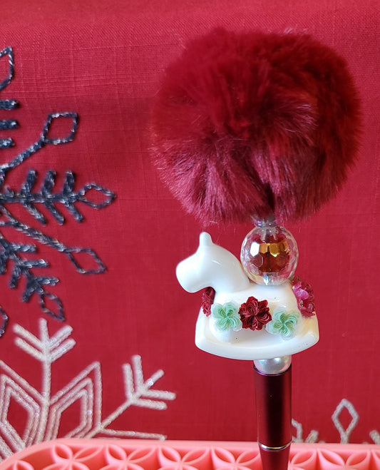 Gorgeous Christmas Rocking Horse Pompom Pen