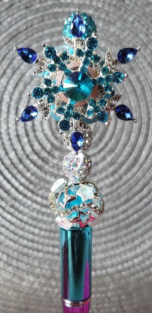 Teal Crystal Snowflake Pen