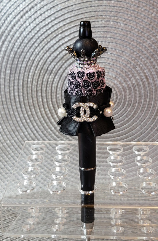 Chanel CC Black Floral Cake Pen