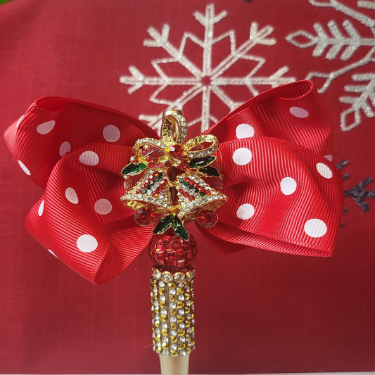 Christmas Rhinestone Bells with Large Bow