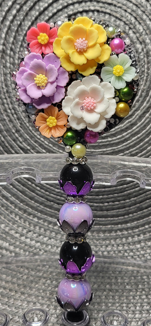Small Bright Floral Hand Held Mirror