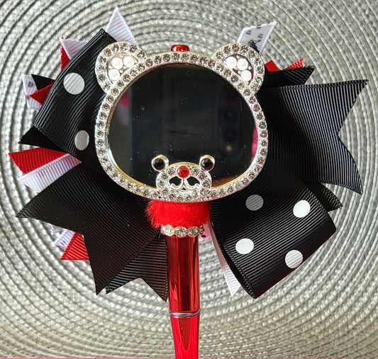 Cute Bear Mirror with a Large Colorful Bow