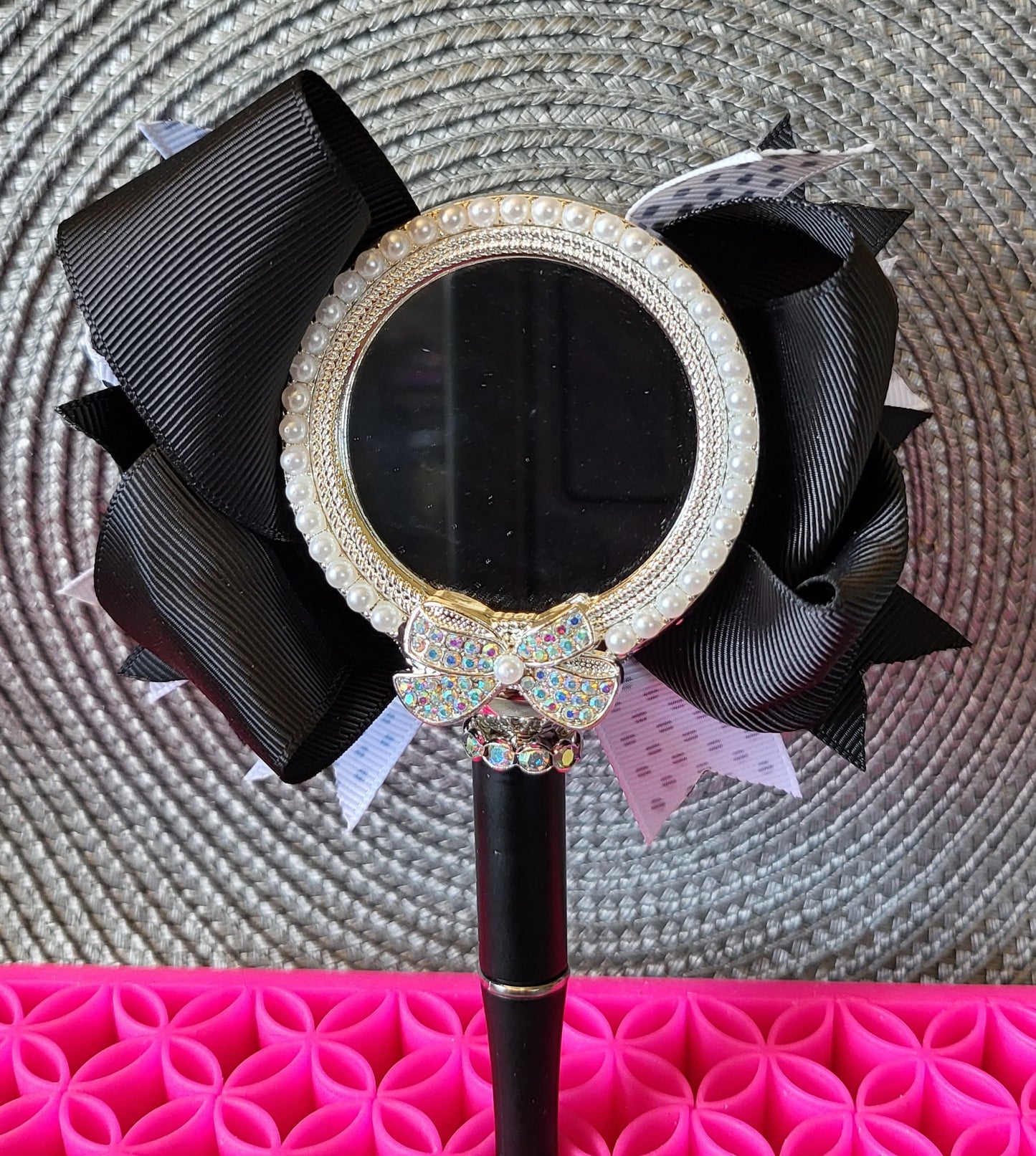 White Pearl Mirror with a Gorgeous Large Bow