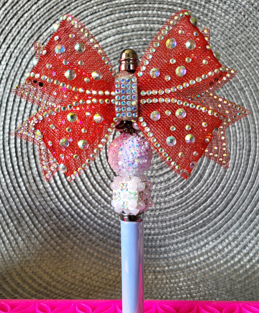 Red Bow with Crystals Pen
