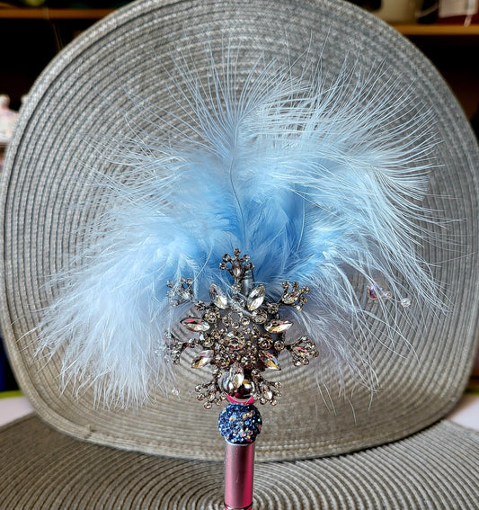 Crystal Snowflake With Tiffany Blue Plume of Feathers