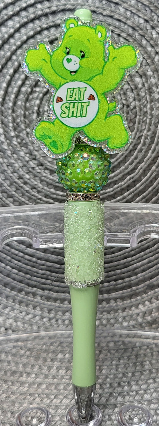 "Eat Shit". A Funny Care Bear Mint Green Pen