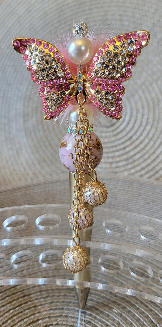 Pink Rhinestone Butterfly