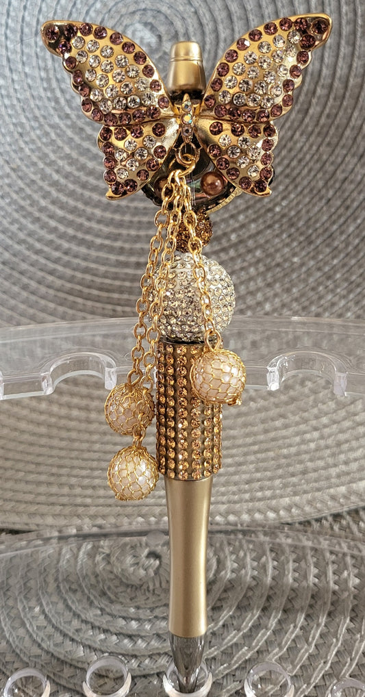 Champagne Chanel Butterfly Pen