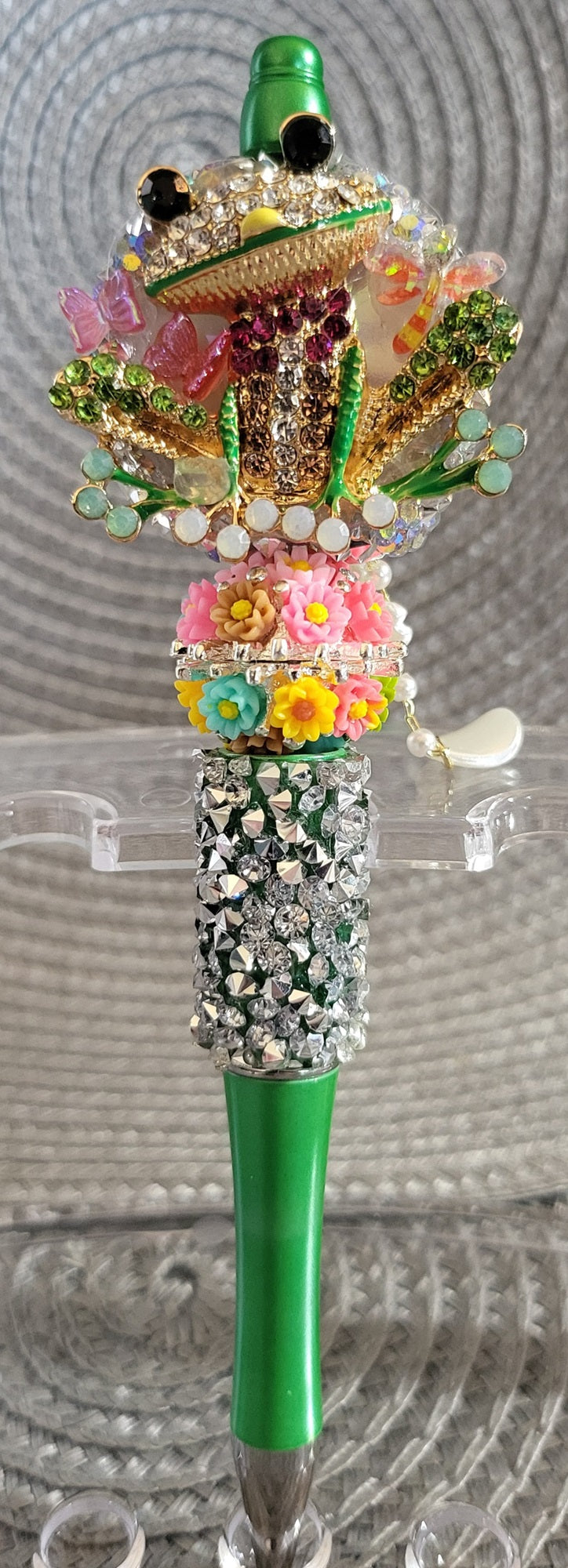 Adorable Rhinestone Frog Pen