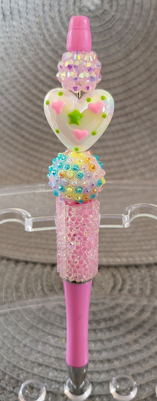 Painted Heart Bead Pen