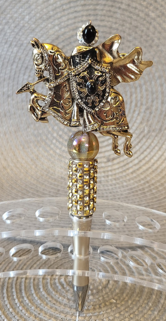 A Knight Sits on a Regal Horse