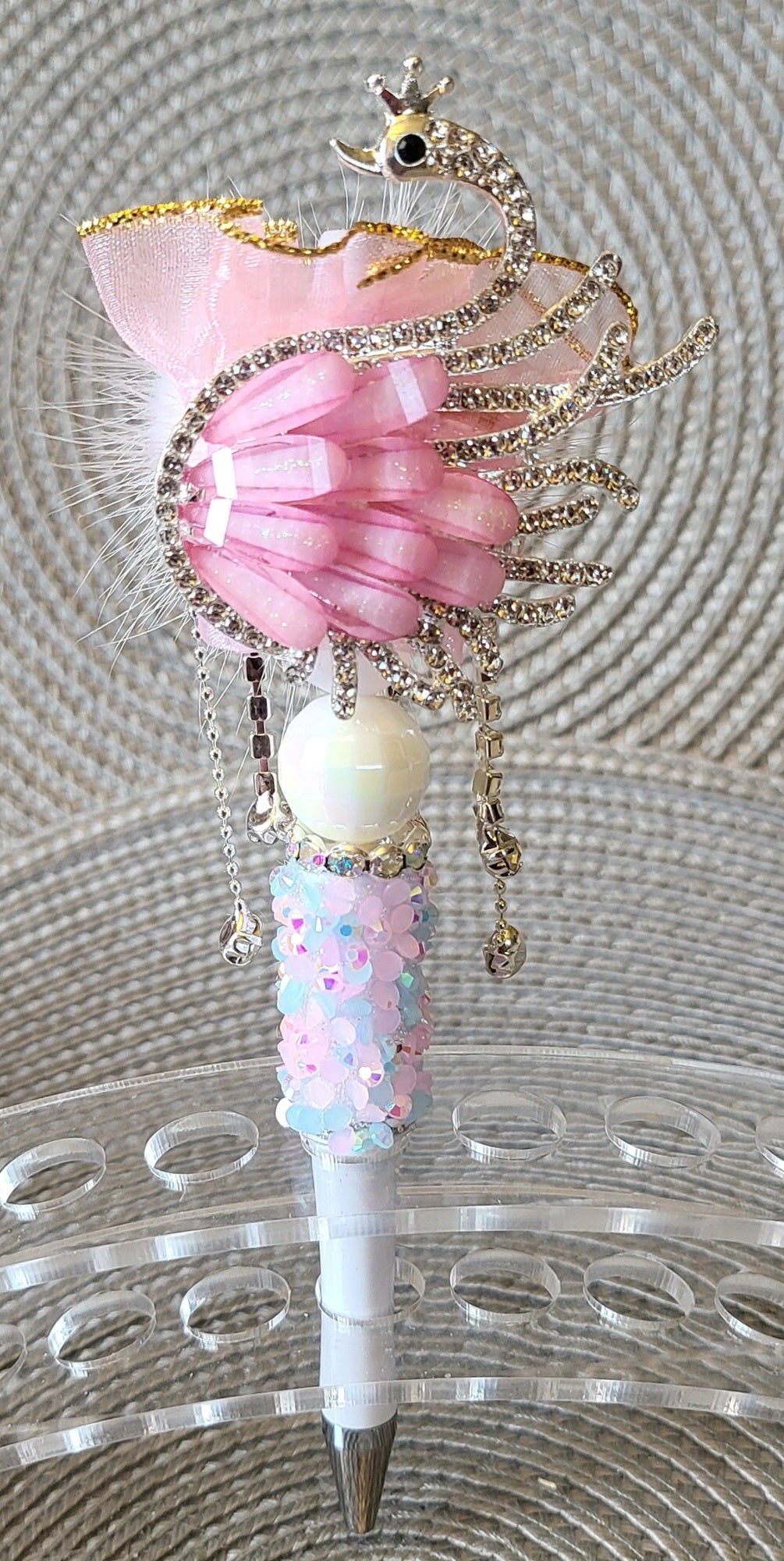 Pink Gem Swan Pen