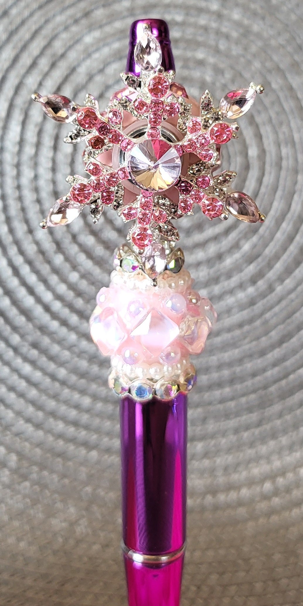 Pink Crystals Snowflake Pen
