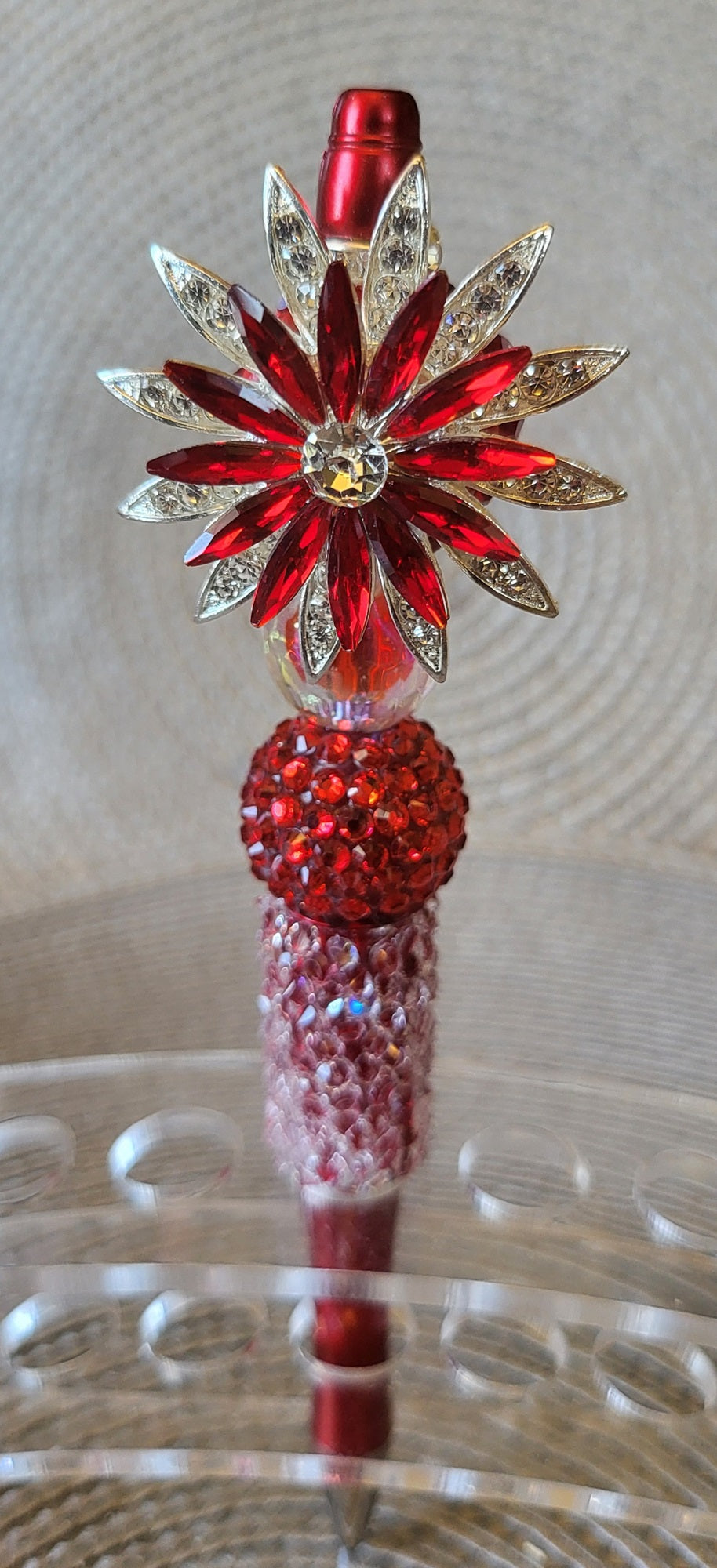 Red Gem Flower Pen